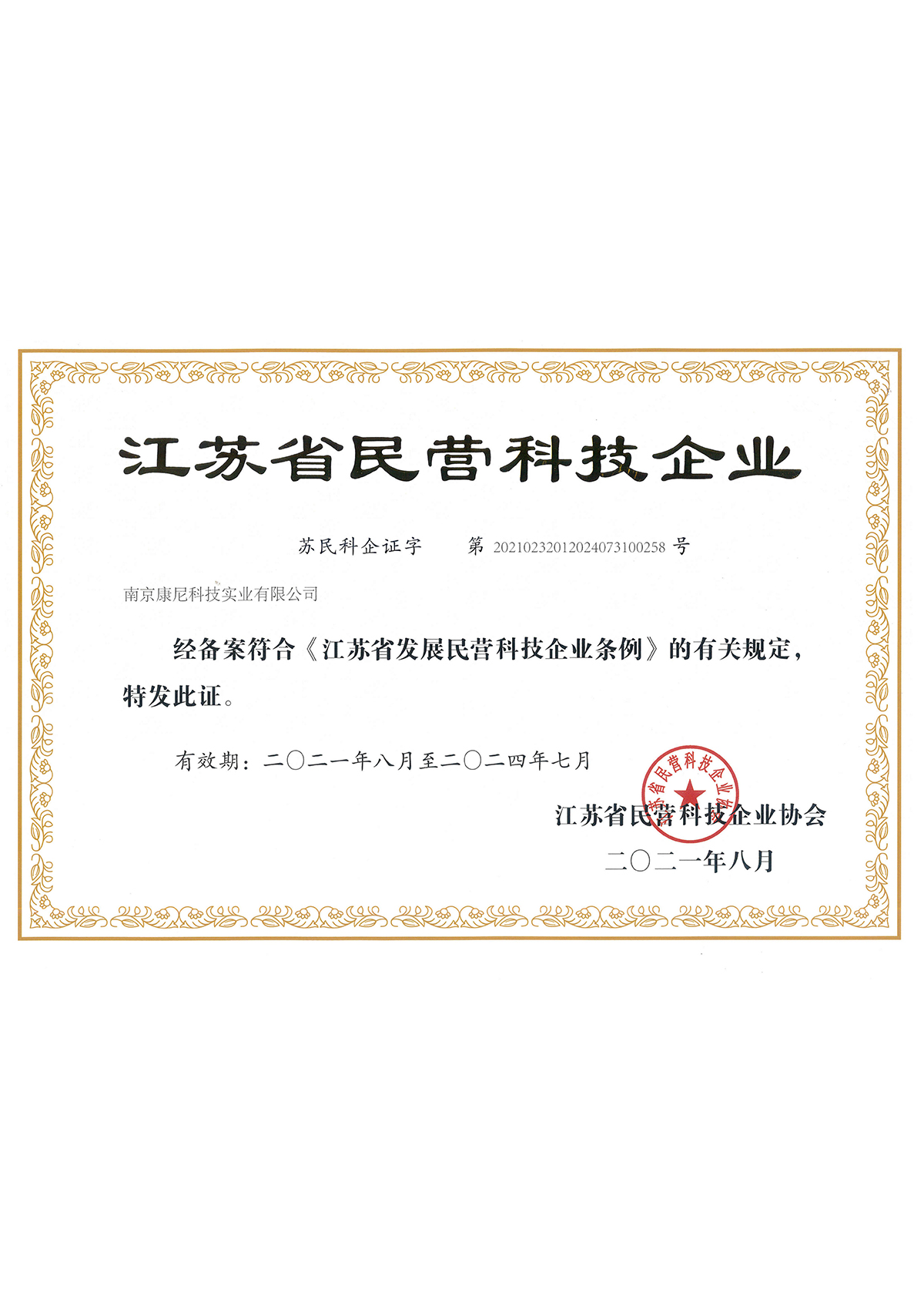 江蘇省民營科技企業